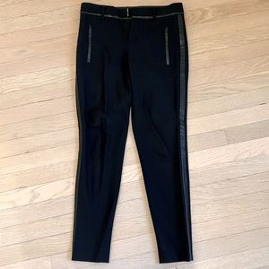 Vince Black Leather Trimmed Slim Trouser